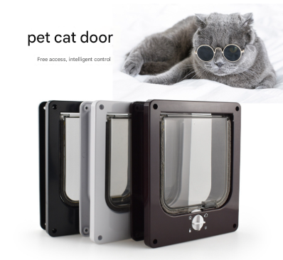 Size M White 4-Way Locking Pet Flap Door for Cats and Small Dogs - Weatherproof Magnetic Cat Door.