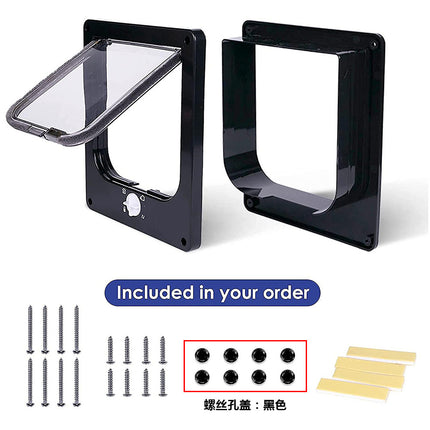 Size M Black 4-Way Locking Pet Flap Door for Cats and Small Dogs - Weatherproof Magnetic Cat Door.