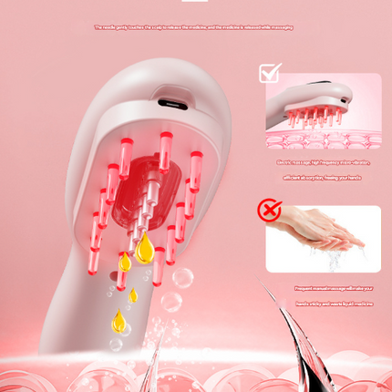 Black Rechargeable Electric Scalp Massager with Red & Blue Light Therapy - Hair Oil & Serum Applicator Comb(Not containing essential oils).