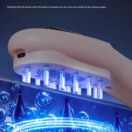 White Rechargeable Electric Scalp Massager with Red & Blue Light Therapy - Hair Oil & Serum Applicator Comb(Not containing essential oils).