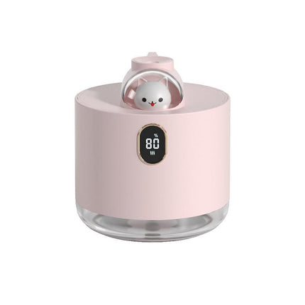 Pink Adorable Space Capsule Humidifier - Portable USB Cool Mist Maker with LED Display & Ambient Night Light.