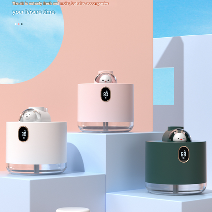 Pink Adorable Space Capsule Humidifier - Portable USB Cool Mist Maker with LED Display & Ambient Night Light.