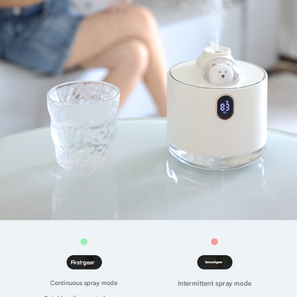 Pink Adorable Space Capsule Humidifier - Portable USB Cool Mist Maker with LED Display & Ambient Night Light.