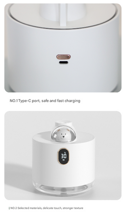 Green Adorable Space Capsule Humidifier - Portable USB Cool Mist Maker with LED Display & Ambient Night Light.