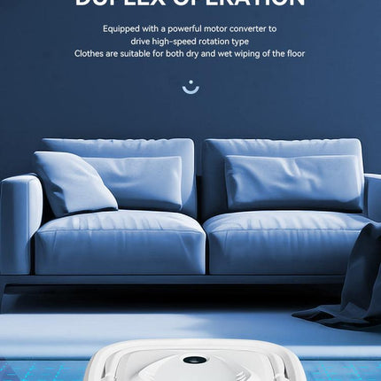 White Smart Robotic Floor Mop with Humidifier Spray - Ultra-Slim Automatic Wet & Dry Floor Cleaner.