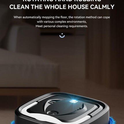 Black Smart Robotic Floor Mop with Humidifier Spray - Ultra-Slim Automatic Wet & Dry Floor Cleaner.