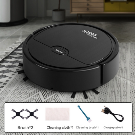 Black 3-in-1 Smart Robot Vacuum Cleaner - Automatic Sweeping, Mopping & Suction for Hard Floors & Pet Hair.