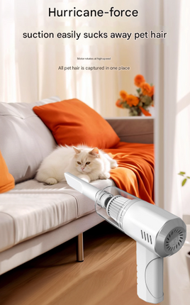 White 2-in-1 Cordless Handheld Vacuum and Air Blower - Portable & Lightweight Cleaner for Car, Home, and Pet Hair.
