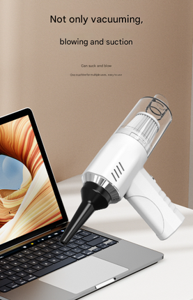 White 2-in-1 Cordless Handheld Vacuum and Air Blower - Portable & Lightweight Cleaner for Car, Home, and Pet Hair.