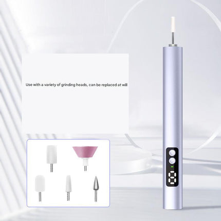 Purple Professional Electric Nail File Kit - Portable USB-C Rechargeable Manicure Drill with 6 Speeds & 5 Heads.