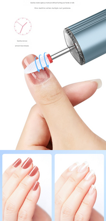 Blue Rechargeable Electric Nail Drill Pen with UV Curing Lamp - Professional All-in-One Manicure Pedicure Kit for Polishing & Gel Removal.