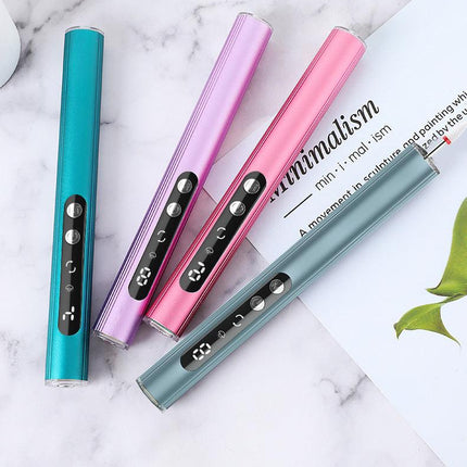 Blue Rechargeable Electric Nail Drill Pen with UV Curing Lamp - Professional All-in-One Manicure Pedicure Kit for Polishing & Gel Removal.
