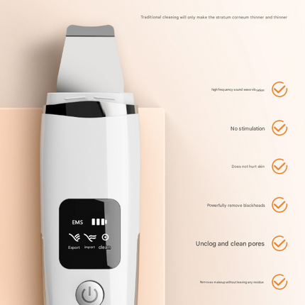 White Professional 4-in-1 Ultrasonic Skin Scrubber - Deep Pore Cleanser, Blackhead Remover & EMS Facial Lifting Tool.