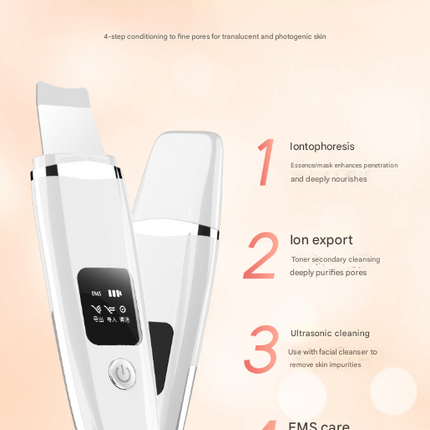 White Professional 4-in-1 Ultrasonic Skin Scrubber - Deep Pore Cleanser, Blackhead Remover & EMS Facial Lifting Tool.