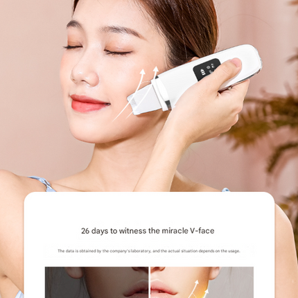 White Professional 4-in-1 Ultrasonic Skin Scrubber - Deep Pore Cleanser, Blackhead Remover & EMS Facial Lifting Tool.