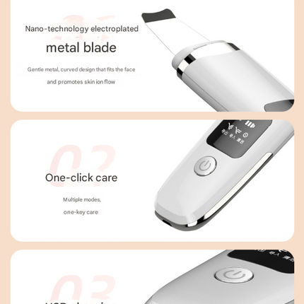 White Professional 4-in-1 Ultrasonic Skin Scrubber - Deep Pore Cleanser, Blackhead Remover & EMS Facial Lifting Tool.