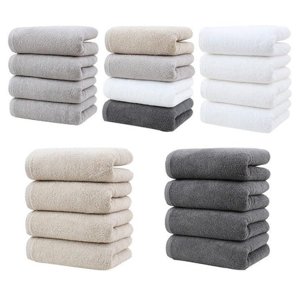 White Plush Cotton Hand Towel Set (4-Pack) - Ultra Soft, Absorbent & Quick-Drying Face Towels for Bathroom.