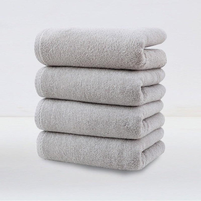 Light Grey Plush Cotton Hand Towel Set (4-Pack) - Ultra Soft, Absorbent & Quick-Drying Face Towels for Bathroom.