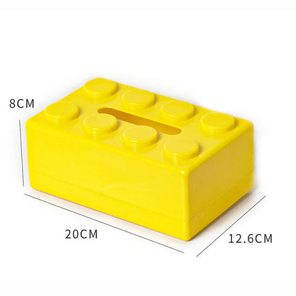 Yellow 2 Pcs Creative Building Block Tissue Box Holder - Wall-Mounted & Desktop Dispenser for Bathroom, Kids Room & Office Decor.