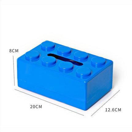 Blue 2 Pcs Creative Building Block Tissue Box Holder - Wall-Mounted & Desktop Dispenser for Bathroom, Kids Room & Office Decor.