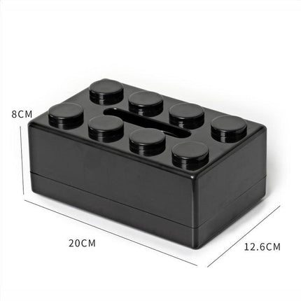 Black 2 Pcs Creative Building Block Tissue Box Holder - Wall-Mounted & Desktop Dispenser for Bathroom, Kids Room & Office Decor.