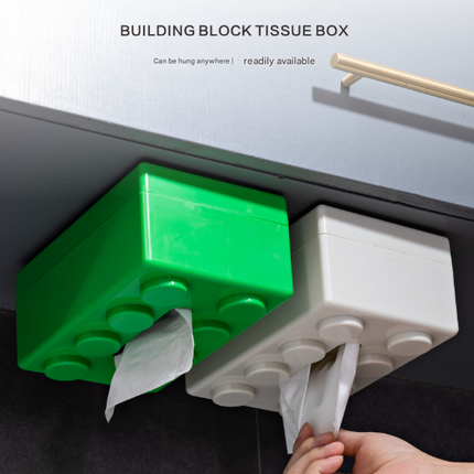 Black 2 Pcs Creative Building Block Tissue Box Holder - Wall-Mounted & Desktop Dispenser for Bathroom, Kids Room & Office Decor.