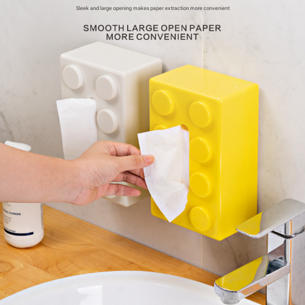 Black 2 Pcs Creative Building Block Tissue Box Holder - Wall-Mounted & Desktop Dispenser for Bathroom, Kids Room & Office Decor.