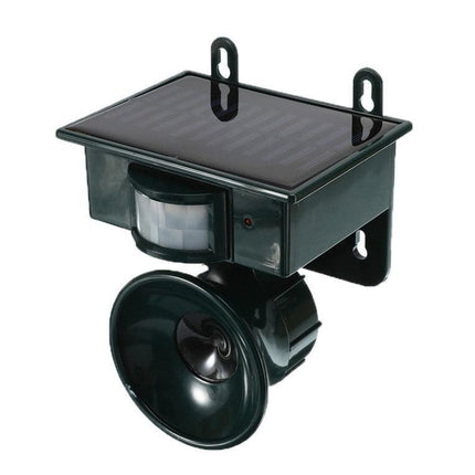 Dark Green Solar Powered Ultrasonic Animal Repeller - Motion Activated Outdoor Pest Deterrent for Garden.