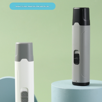 White Quiet Electric Pet Nail Grinder with LED Light - 2-Speed USB-C Rechargeable Trimmer for Dogs & Cats Grooming.