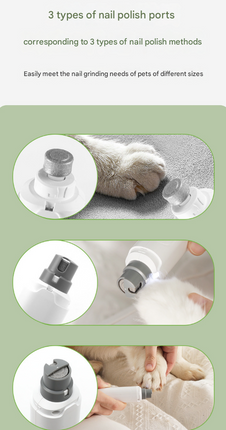 White Quiet Electric Pet Nail Grinder with LED Light - 2-Speed USB-C Rechargeable Trimmer for Dogs & Cats Grooming.