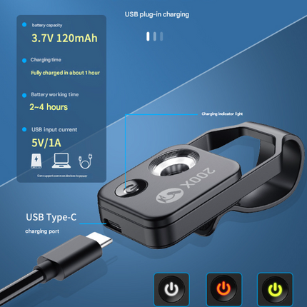 Black Portable 200X Clip-On Microscope Lens for Smartphone - HD Pocket Magnifier with CPL Filter and LED Light(excluding mobile phones).