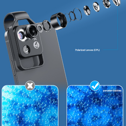 White Portable 200X Clip-On Microscope Lens for Smartphone - HD Pocket Magnifier with CPL Filter and LED Light(excluding mobile phones).