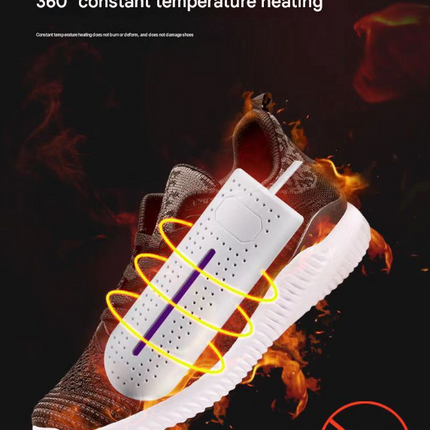 White Portable USB Shoe Dryer & Deodorizer - Constant Temperature Electric Boot Warmer with UV Sanitizer.