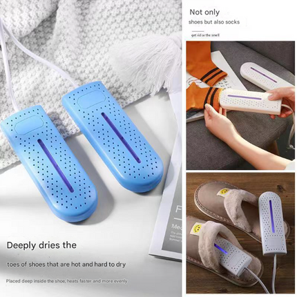 White Portable USB Shoe Dryer & Deodorizer - Constant Temperature Electric Boot Warmer with UV Sanitizer.