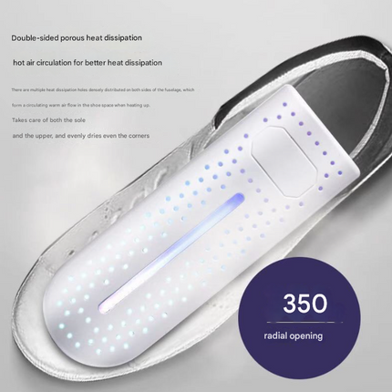 Blue Portable USB Shoe Dryer & Deodorizer - Constant Temperature Electric Boot Warmer with UV Sanitizer.