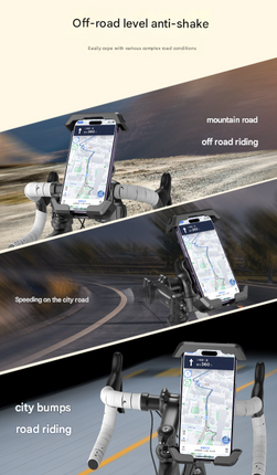Black Heavy Duty Bike Phone Mount - Anti-Shake Motorcycle Holder with Secure Lock, 360 Rotation Cradle for All-Terrain Cycling.