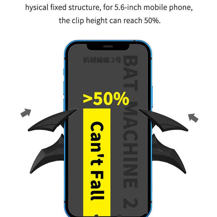 Black Creative Bat-Style Gravity Car Phone Mount - Secure Air Vent Holder with 360 Rotation.