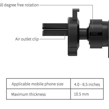 Black Creative Bat-Style Gravity Car Phone Mount - Secure Air Vent Holder with 360 Rotation.