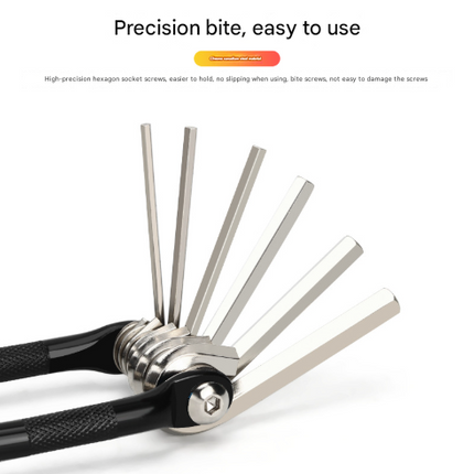 Black and Silver 16 in 1 Bicycle Repair Multi Tool - Compact Folding Bike Tool Kit with Chain Breaker for MTB Road Cycling.