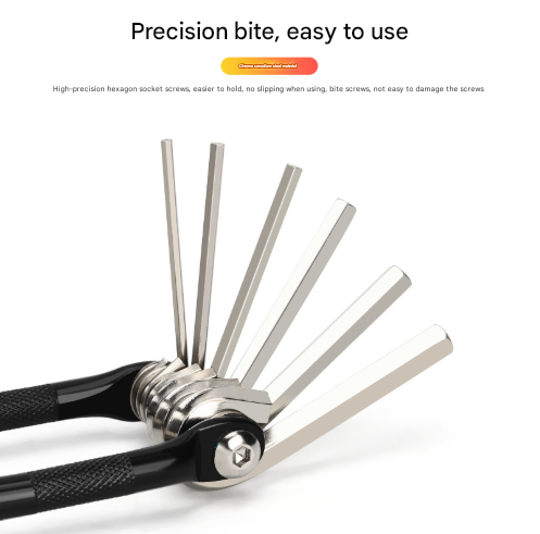 Black and Silver 16 in 1 Bicycle Repair Multi Tool - Compact Folding Bike Tool Kit with Chain Breaker for MTB Road Cycling.