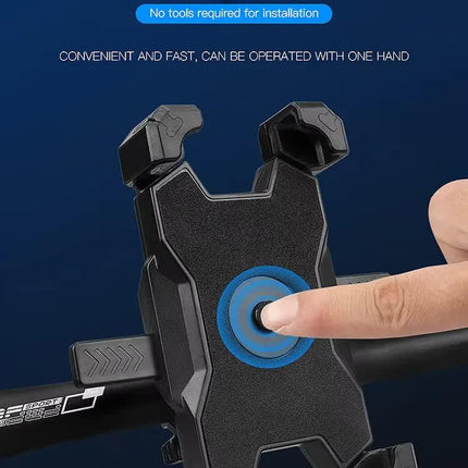 Black Secure Grip Bike Phone Mount - Adjustable 360 Rotation Bicycle Handlebar Holder, Universal Cradle for MTB & Road Cycling.