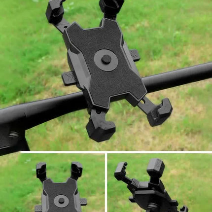 Black Secure Grip Bike Phone Mount - Adjustable 360 Rotation Bicycle Handlebar Holder, Universal Cradle for MTB & Road Cycling.