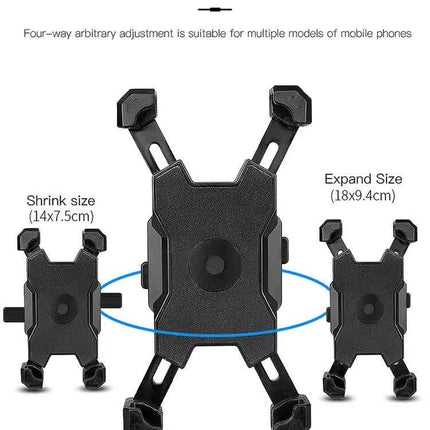 Black Secure Grip Bike Phone Mount - Adjustable 360 Rotation Bicycle Handlebar Holder, Universal Cradle for MTB & Road Cycling.