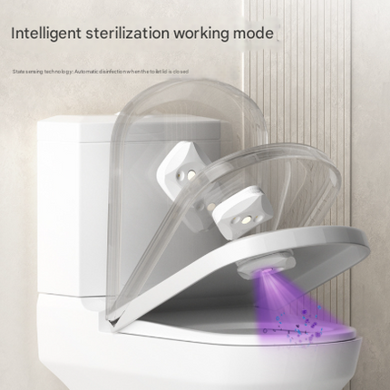 2 Pcs White Automatic UVC Toilet Sanitizer Light - Rechargeable Portable Sterilizer for Bathroom Hygiene.