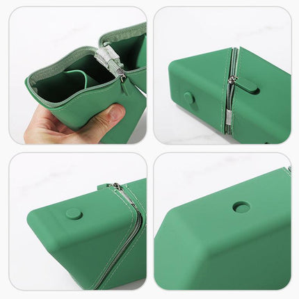 Yellow Transforming Silicone Pencil Case - Stand-Up Pen Holder & Stationery Organizer.