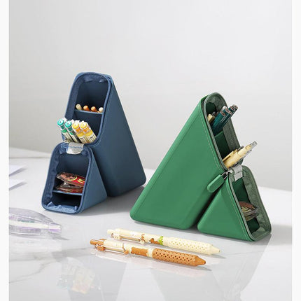 Yellow Transforming Silicone Pencil Case - Stand-Up Pen Holder & Stationery Organizer.