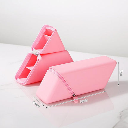 Pink Transforming Silicone Pencil Case - Stand-Up Pen Holder & Stationery Organizer.