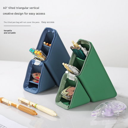 Green Transforming Silicone Pencil Case - Stand-Up Pen Holder & Stationery Organizer.