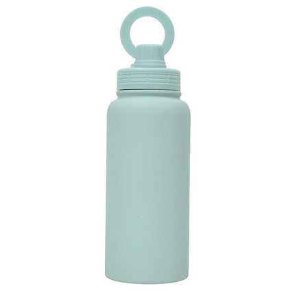 Light Green Premium 35oz Stainless Steel Insulated Sports Bottle with Magnetic Phone Holder Lid.