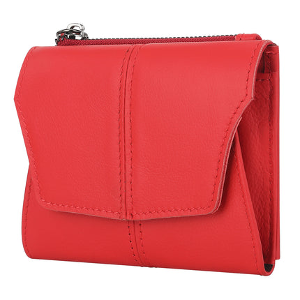 Red Genuine Leather Women's Wallet -C Multifunctional Coin & Card Holder, Fashionable Card Box in Top-Grade Cowhide.